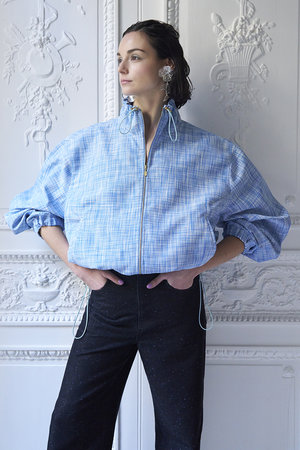 【美品】aLORS アロー　ブルゾン　ガビ　ダークネイビー aLORS(アロー)｜Blouson Souffle ブルゾン/ブルー の通販｜ELLESHOP