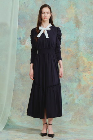 CORCOVADO(コルコバード)｜バイカラーボウタイリボンドレス/ネイビー