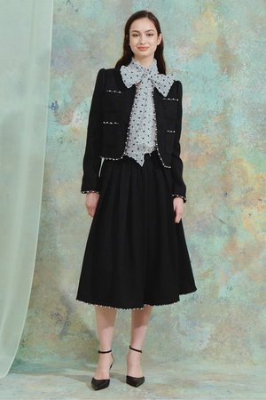 CORCOVADO(コルコバード)｜パールトリムツイードジャケット/ブラック