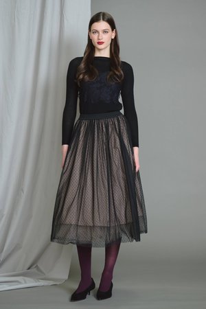 ​【美品】CORCOVADO コルコバード ニットワンピース 白 Sサイズ CORCOVADO(コルコバード)｜レースコンビニットトップス/ブラック の