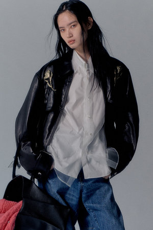 Chika Kisada(チカ キサダ)｜フラワー レザー ジャケット/ブラック の