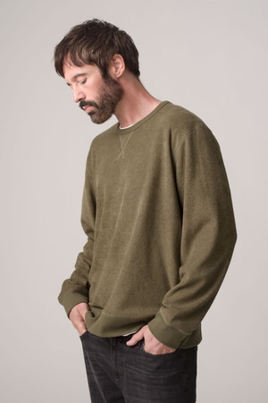 OUTERKNOWN(アウターノウン)｜【MEN】HIGHTIDE クルーネック パイルプルオーバー/オリーブ  の通販｜ELLESHOP・(エル・ショップ)