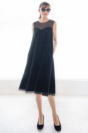DAISY LIN(デイジーリン)｜Dress “Velour Swing”/ベルベットブラック