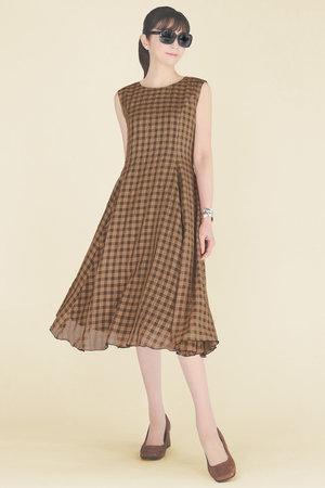 DAISY LIN(デイジーリン)｜Dress “Sheer Check”/ブラウン の通販
