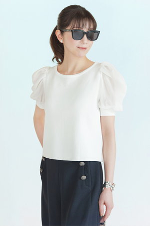 DAISY LIN(デイジーリン)｜Knit Top “Souffle Puff”/ホワイト の通販