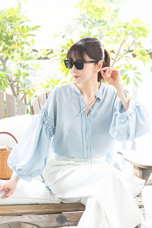 DAISY LIN(デイジーリン)｜Blouse “Sheer Puff Puff”/サックスブルー
