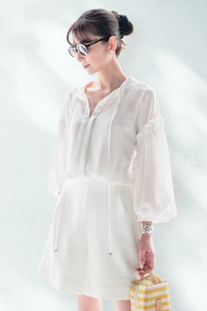 美品✨2024年 デイジーリン Cream Puff ブラウス クリームパフ DAISY LIN(デイジーリン)｜Blouse “Sheer Puff Puff”/ホワイト の通販