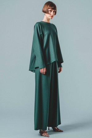 DOMELLE(ドメル)｜ウールジャージーパンツ/グリーン の通販｜ELLESHOP  