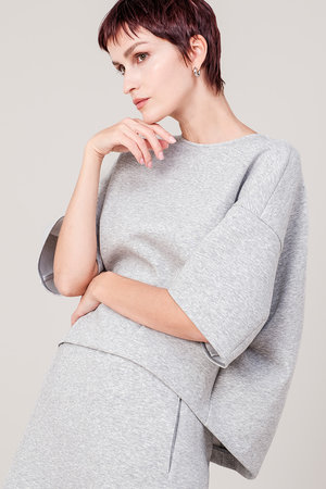 DOMELLE(ドメル)｜ショート ジャージー トップ/ライトグレー の通販