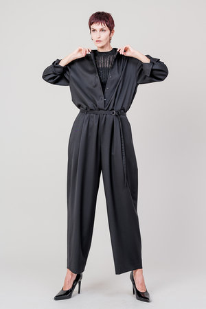 DOMELLE(ドメル)｜REDA ツイル ジャンプスーツ/ブラック の通販