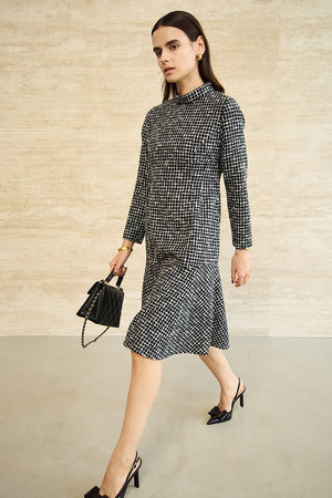 MW(エムダブリュー)｜MONOTONE チェック ツイード スタンドカラー