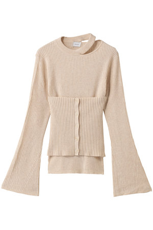 MANOF(マノフ)｜BUSTIER SET RIB KNIT ニット/BEIGE の通販｜ELLESHOP