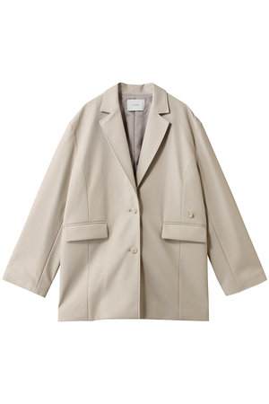 マノフ　MANOF ノーカラージャケット　ベージュ MANOF(マノフ)｜MINIMAL LEATHER JACKETアウター/IVORY の通販