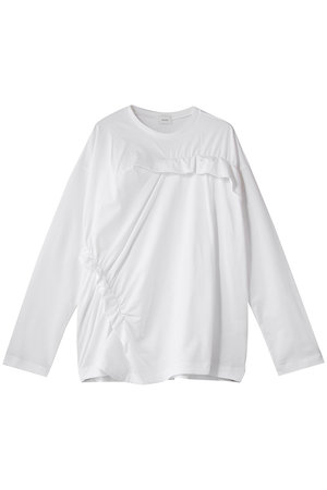 MANOF(マノフ)｜FRILLED LONG T-SHIRTトップス/WHITE の通販｜ELLESHOP