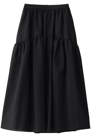 MANOF(マノフ)｜SHEER GATHERED FLARE SKIRT/BLACK の通販｜ELLESHOP