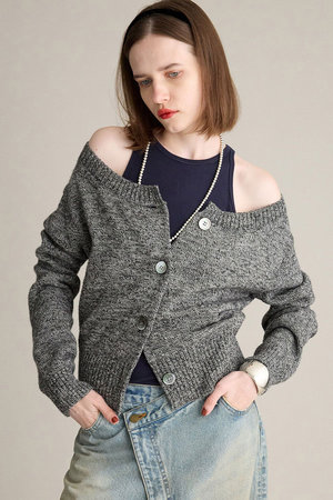 BRILL(ブリル)｜メランジドロップカーディガン/グレー の通販