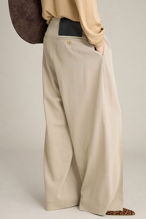 BRILL(ブリル)｜レザーパッチイージーパンツ/ベージュ の通販