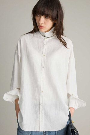 BRILL オーバーシャツ ホワイト 長袖 シャツ BRILL(ブリル)｜ガーゼオーバーシャツ/オフホワイト の通販｜ELLESHOP