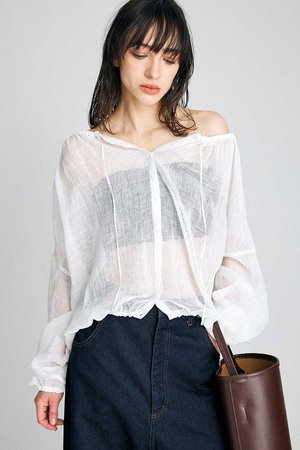 【美品】BRILL ブリル カラミギャザーブラウス BRILL(ブリル)｜カラミギャザーブラウス/ホワイト の通販｜ELLESHOP