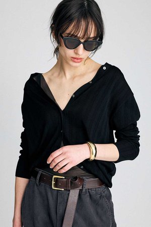 BRILL(ブリル)｜ランダムリブカーディガン/ブラック の通販｜ELLESHOP