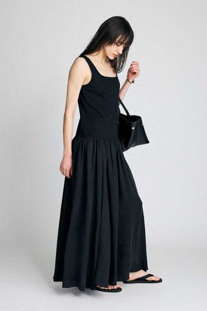 BRILL(ブリル)｜コンビギャザーワンピース/ブラック の通販｜ELLESHOP
