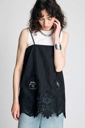 BRILL(ブリル)｜シシュウレースキャミ/ブラック の通販｜ELLESHOP