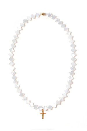 MAISON D'PULSE(メゾンドパルス)｜Shell cross ネックレス/ホワイト の