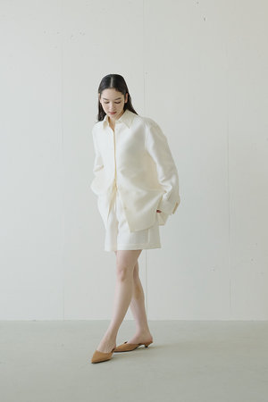 ジェイドット　パンツ　オクタダブルクロス j.(ジェイドット)｜オクタダブルクロスギャザーワイドパンツ/ホワイト