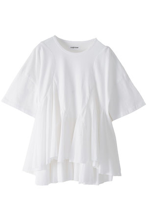 AAYUSHI(アユーシ)｜ペプラムラッフルTシャツ/ホワイト の通販