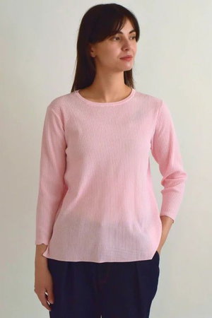 lelill(レリル)｜ハイテクリブニット＜8分袖＞/ピンク の通販