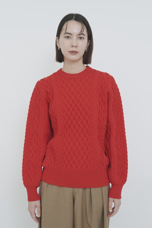 lelill(レリル)｜ハイテク アランニット/レッド の通販｜ELLESHOP