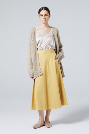 新品 Drawer イエローモヘアフレアスカート 36 新品 Drawer イエローモヘアフレアスカート 36 美品】 Drawer