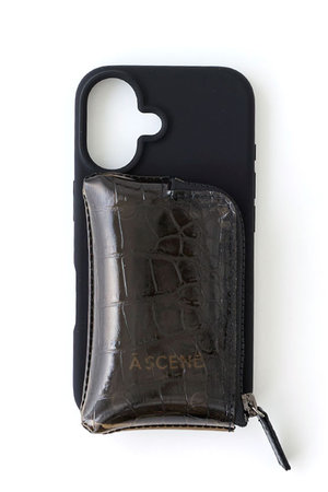 A SCENE(エーシーン)｜iPhone16/16Pro PVC croco silicon case/black