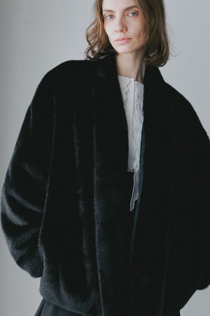 HER.(ハー)｜ファーライクショールジャケット/ブラック の通販
