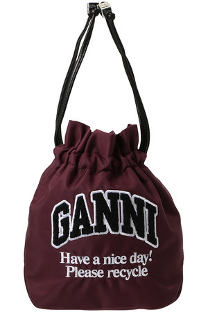 GANNI(ガニー)｜Ganni ロゴ ナイロン 巾着バッグ/ウィンザーワイン の