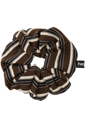 heyep(ヘイップ)｜Multi-Stripe Knit Scrunchie/ブラウン の通販
