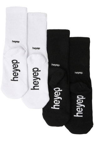 heyep(ヘイップ)｜Logo Socks（2P Set） ブラック/ホワイト F/ブラック