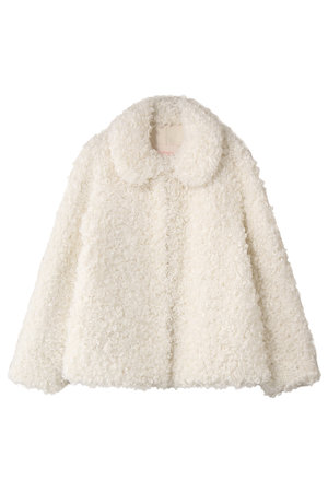 Lemonplet レモンプレット　エコファーフーデッドポンチョ　ホワイト Lemonplet(レモンプレット)｜FAUX FUR HE-A HOODED PONCHO/WHITE の