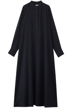 Graphpaper サテンバンドカラードレス Aライン 名作 ネイビー 00 Graphpaper (グラフペーパー) Satin Band Collar Dress / サテン