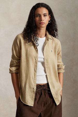 ラルフローレン リネンシャツ ミルクティーベージュ S RALPH LAUREN(ラルフ ローレン)｜【POLO RALPH LAUREN】クラシック