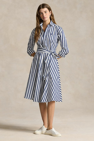 【美品】ローレンラルフローレン ベルテッド リブニット ドレス ネイビー XS POLO RALPH LAUREN（ポロ・ラルフローレン） ワンピース ケーブル