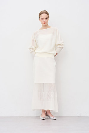 uncrave(アンクレイヴ)｜シアーニット コンビスカート/オフ の通販