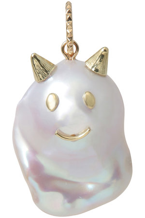 cadeaux カドーおばけちゃんチャーム淡水パールK18YG CADEAUX(カドー)｜オバケちゃんペンダントトップ H/ホワイト の通販