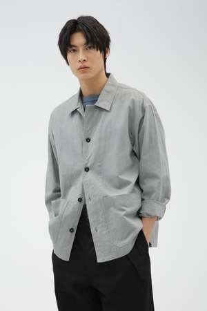 マーガレットハウエル♪コットン半袖シャツ　オープンカラー　グレー　L MARGARET HOWELL MEN(マーガレット・ハウエル メン)｜COTTON HEMP