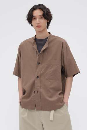 マーガレットハウエル コットン シャツ 半袖 M 茶 MARGARET HOWELL MEN(マーガレット・ハウエル メン)｜【予約販売