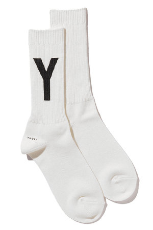 YUQRI(ユクリ)｜Paint Y ソックス/ホワイト/ブラック の通販｜ELLESHOP