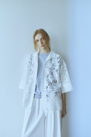 フォルフォルモ FORFORMO シャツ FORFORMO(フォルフォルモ)｜Lace Shirt/ホワイト の通販｜ELLESHOP