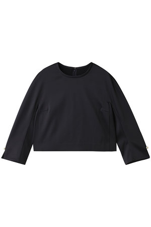 TIARA(ティアラ)｜クロップドサテンブラウス/ネイビー の通販