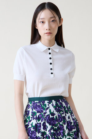 TIARA(ティアラ)｜ポロニットプルオーバー/ホワイト の通販｜ELLESHOP