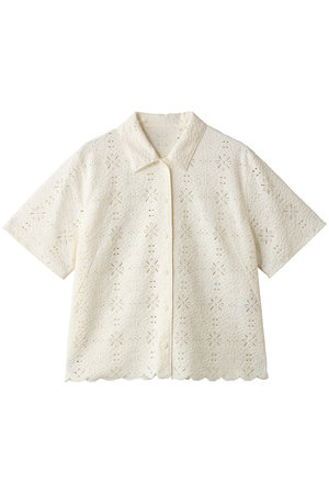 新品 ＜Steven Alan＞レース ショートスリーブ シャツ ホワイト S Steven Alan(スティーブン アラン)｜レース ショートスリーブ シャツ